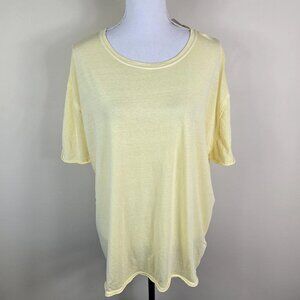 Free People We The Free Shirt Womens Large Oversized Double Butter Lemon Tee